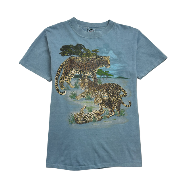 Vintage 90s Leopard Animal Tee blue