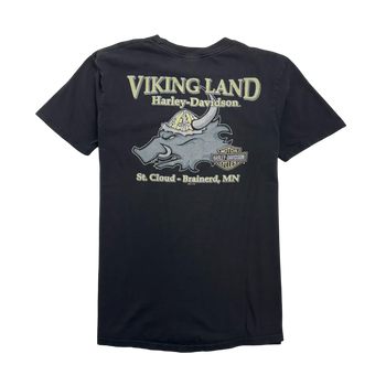 (M) Vintage Viking Land Harley-Davidson Tee Black