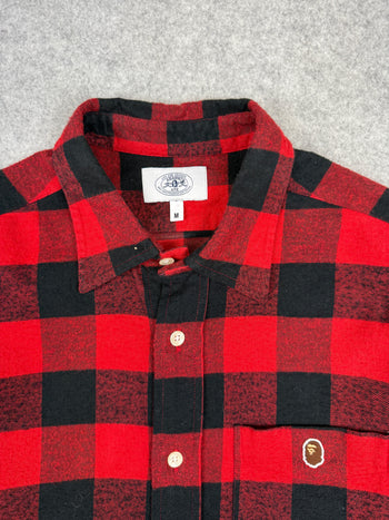 BAPE Ape Head Button Up Flannel Red (USED)