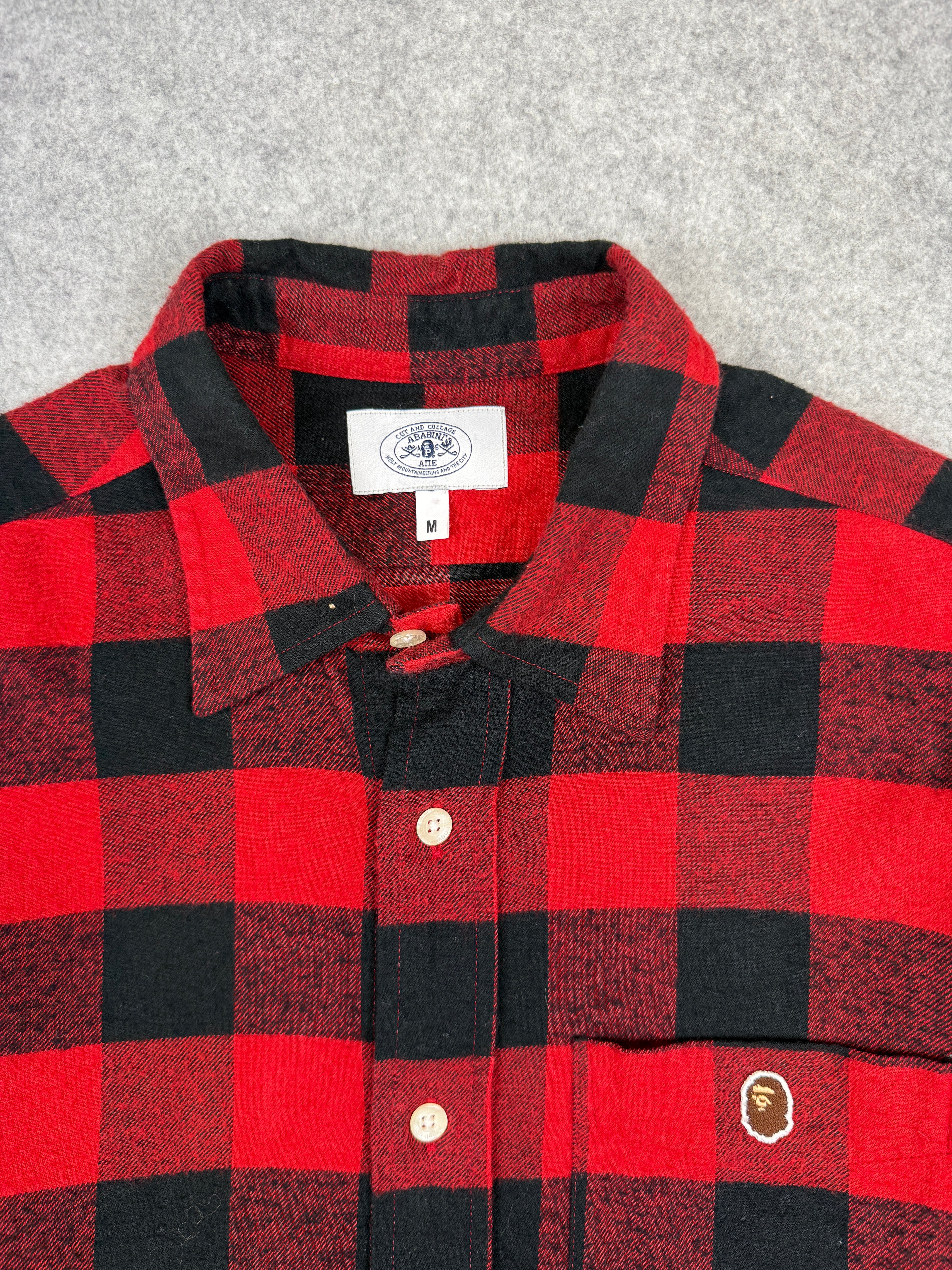 BAPE Ape Head Button Up Flannel Red (USED)