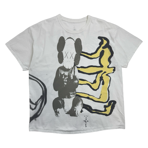 Travis Scott Cactus Jack + Kaws For Fragment Tee Aged Yellow (USED) | Vintage Clothing Store Canada