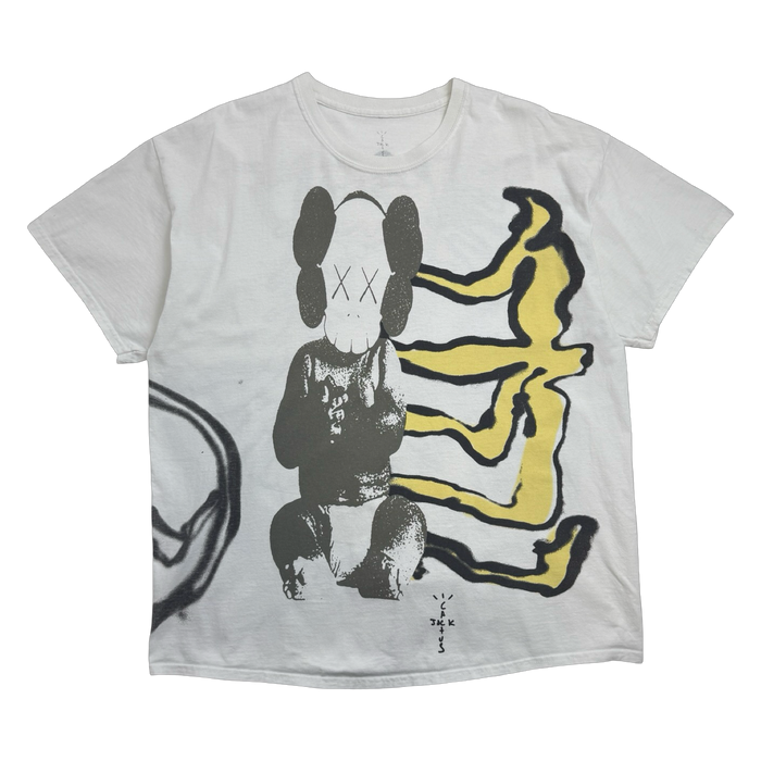 Travis Scott Cactus Jack + Kaws For Fragment Tee Aged Yellow (USED) | Vitnage Clothing Store Canada