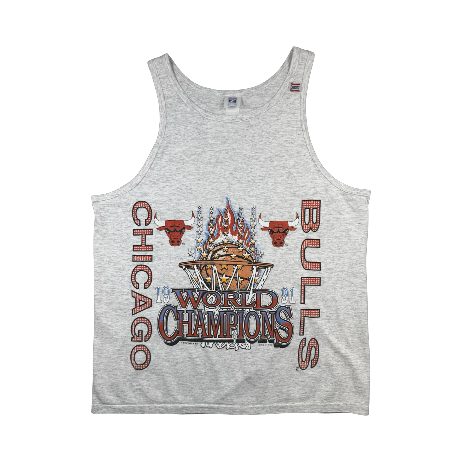 Vintage Chicago Bulls 1991 World Champions Tank Top Grey