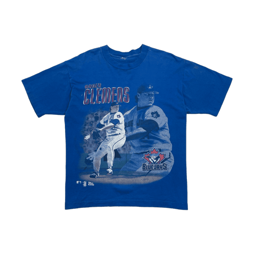 (L) Vintage 90s Roger Clemens Toronto Blue Jays Pro Player Tee Blue | Vintage Clothing Store Canada