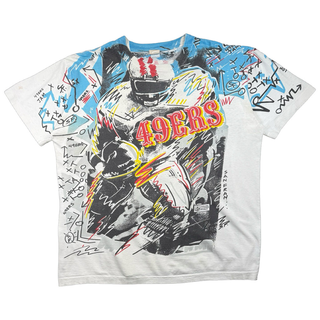 Vintage San Francisco 49ers Scribble AOP Tee White