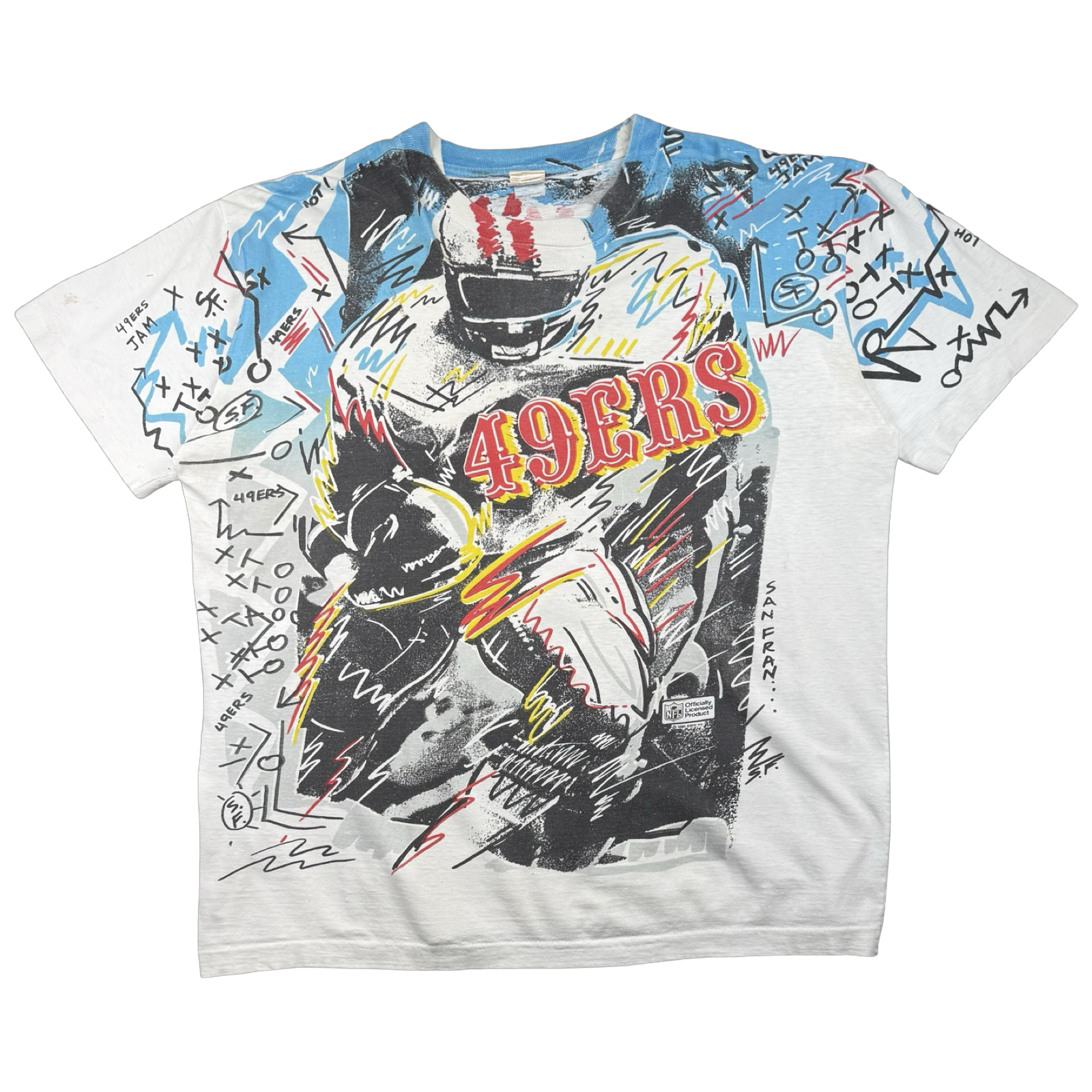 Vintage San Francisco 49ers Scribble AOP Tee White