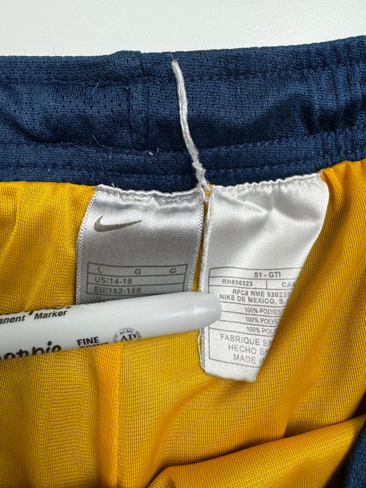 (S) Vintage 90s Nike Basketball Shorts Navy/Yellow | Vitnage Clothing Store Canada