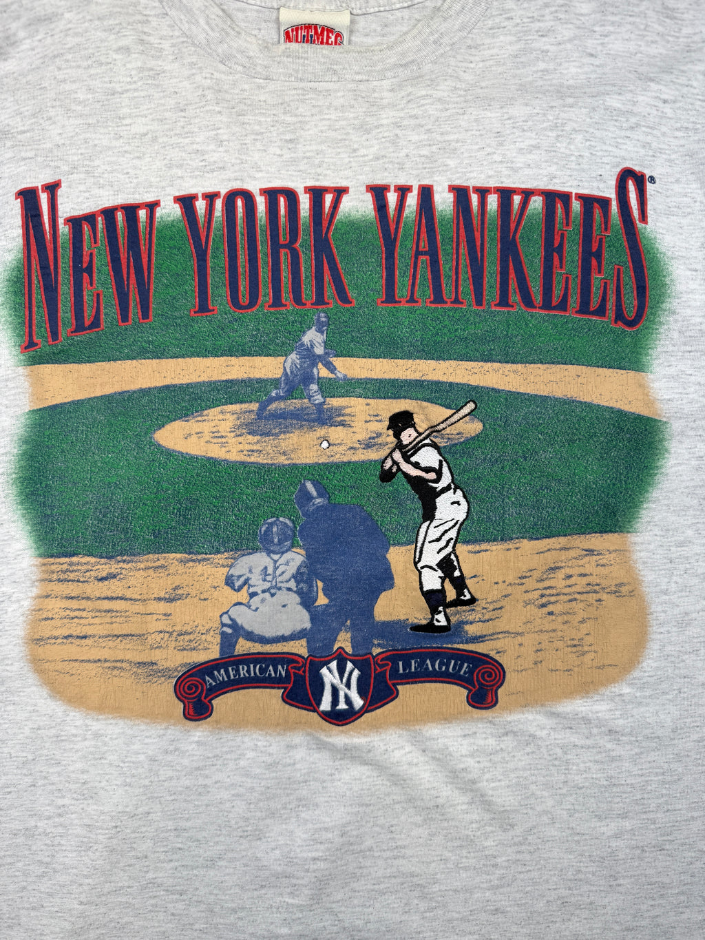 Vintage American League New York Yankees At Bat Tee Grey