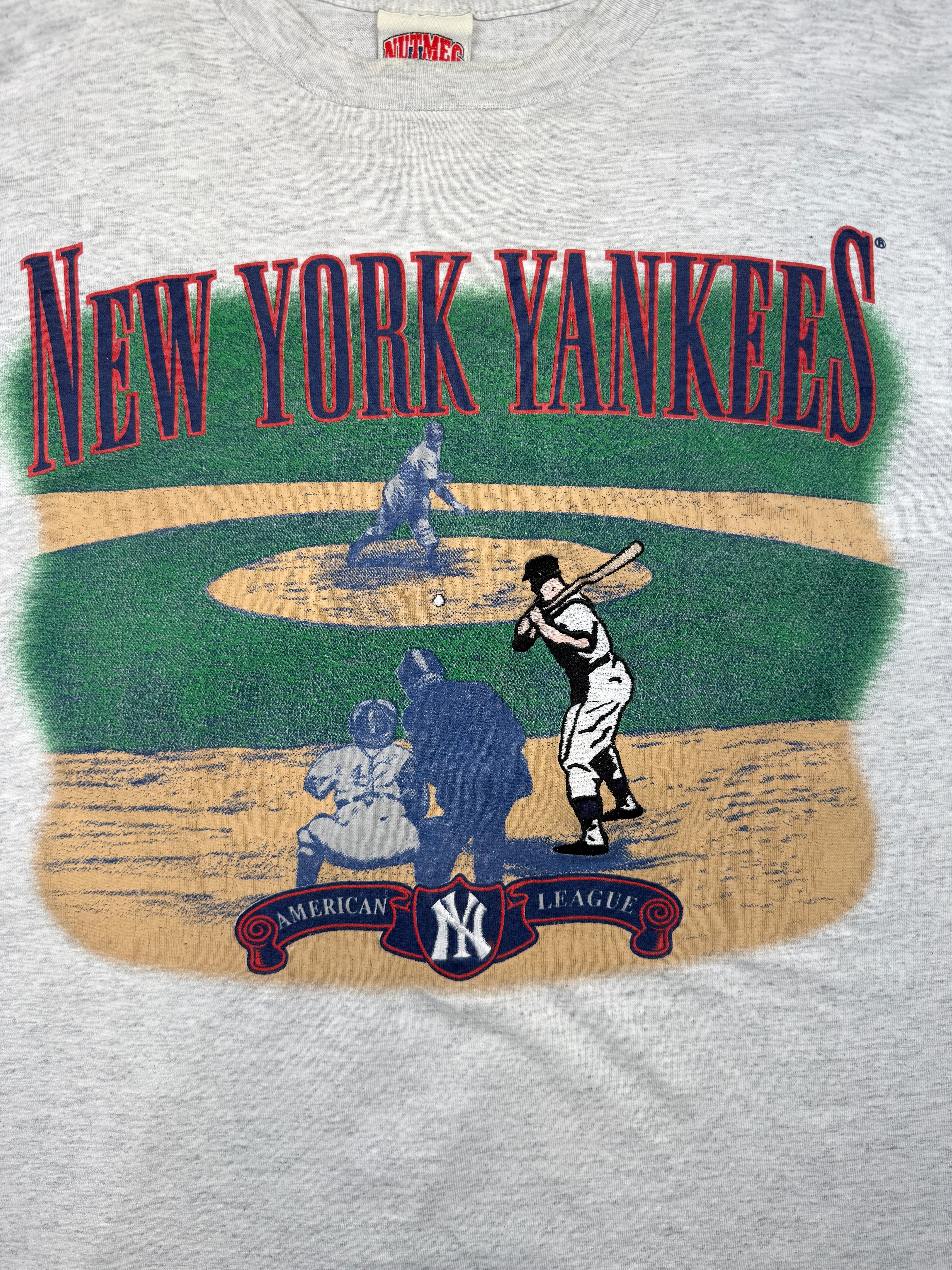 Vintage American League New York Yankees At Bat Tee Grey