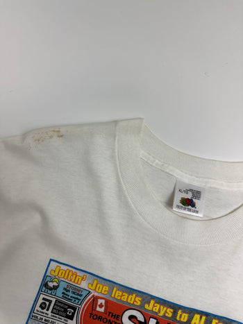 Vintage 1991 Toronto Blue Jays Toronto Sun Newspaper Tee White
