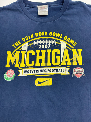 Vintage 2000s Nike Michigan Wolverine Football Tee Navy