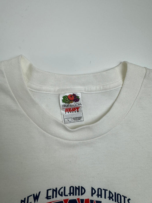 (L) Vintage '02 Tom Brady Super Bowl XXXVI Tee White | Vitnage Clothing Store Canada