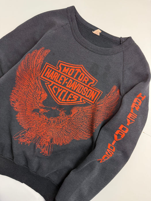 Vintage 1980s Harley Davidson Factory Sweatshirt Faded Black | Vitnage Clothing Store Canada