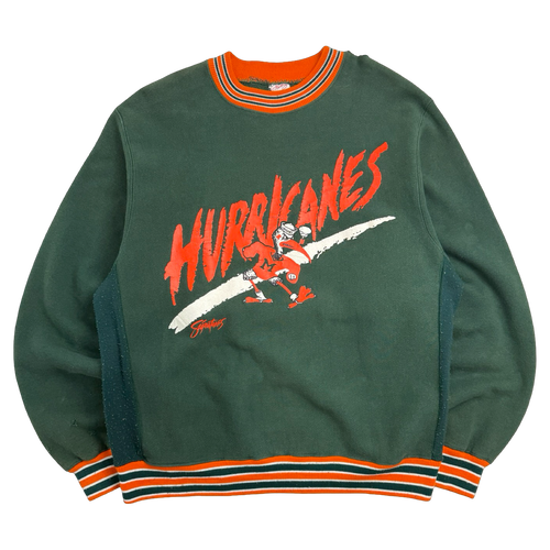 Vintage 1990's Miami Hurricanes Sweatshirt Green | Vintage Clothing Store Canada
