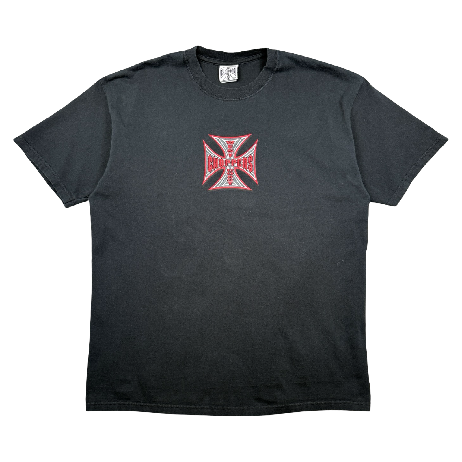 Vintage West Coast Choppers Pinstripe Cross Logo Tee Black/Red