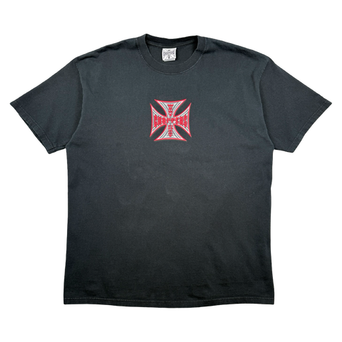 Vintage West Coast Choppers Pinstripe Cross Logo Tee Black/Red | Vintage Clothing Store Canada
