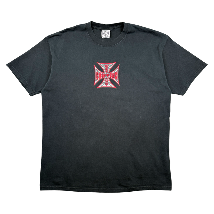 Vintage West Coast Choppers Pinstripe Cross Logo Tee Black/Red | Vitnage Clothing Store Canada