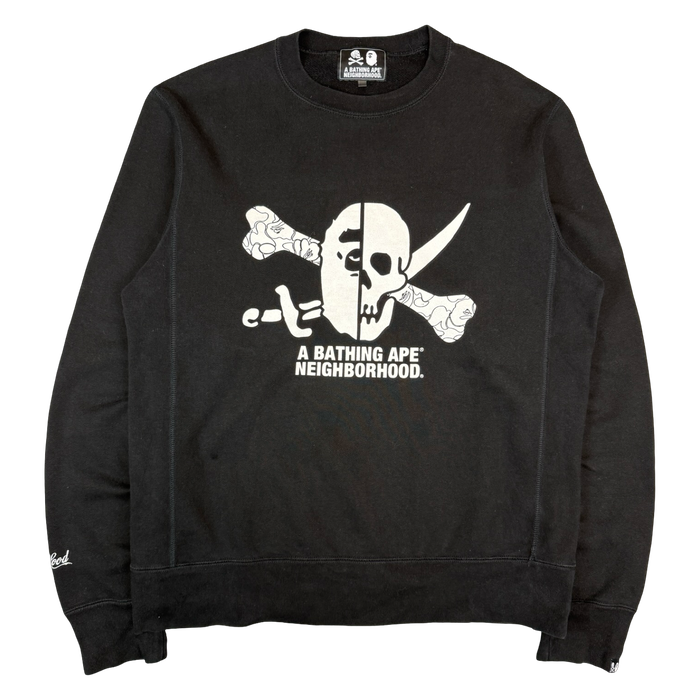 BAPE x Neighborhood Ape Skull Crewneck Black (USED) | Vitnage Clothing Store Canada