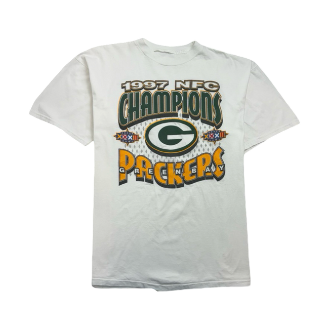 (L) Vintage Super Bowl XXXII Green Bay Packers Tee White