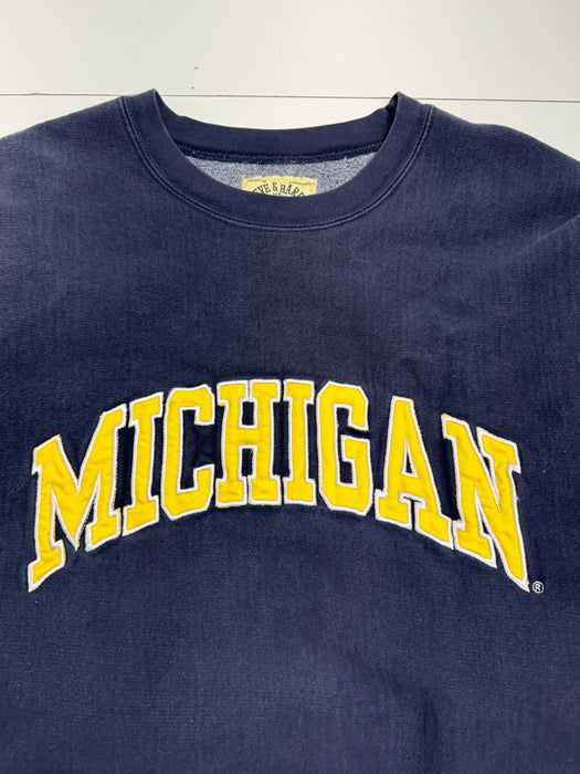 (L) Vintage Michigan Sweatshirt Navy | Vitnage Clothing Store Canada