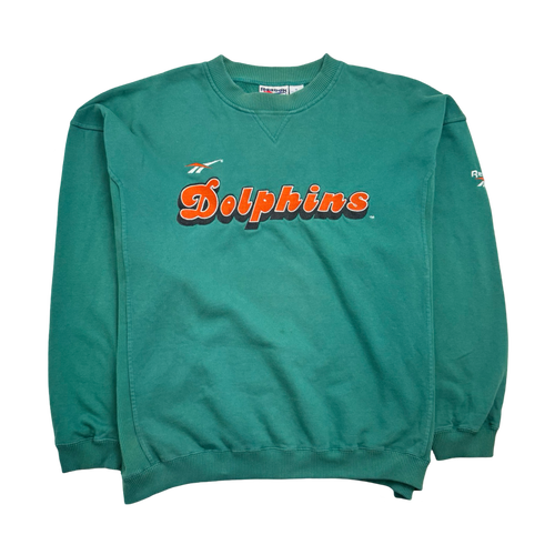 (XXL) Vintage Reebok Miami Dolphins Sweatshirt Aqua | Vintage Clothing Store Canada