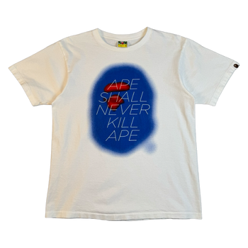 BAPE Ape Shall Never Kill Ape Spray Tee White/Blue