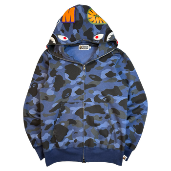 BAPE Shark Camo Full Zip Hoodie Blue (USED)