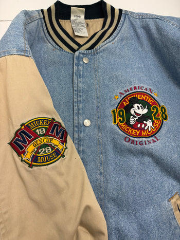 Vintage Mickey Mouse Denim Varsity Jacket