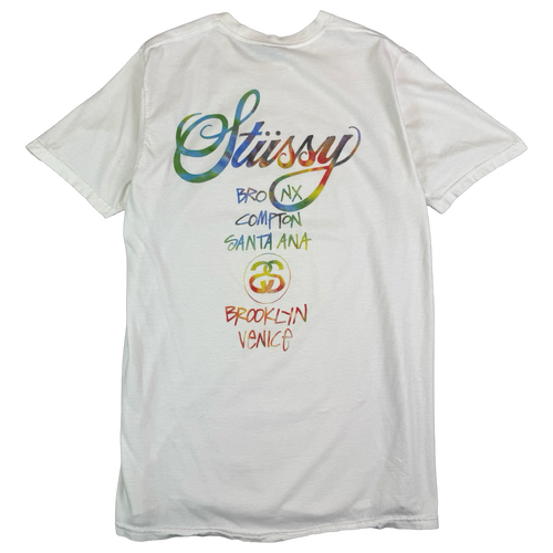 Stussy Tye Dye Tour Tee White (USED) | Vintage Clothing Store Canada