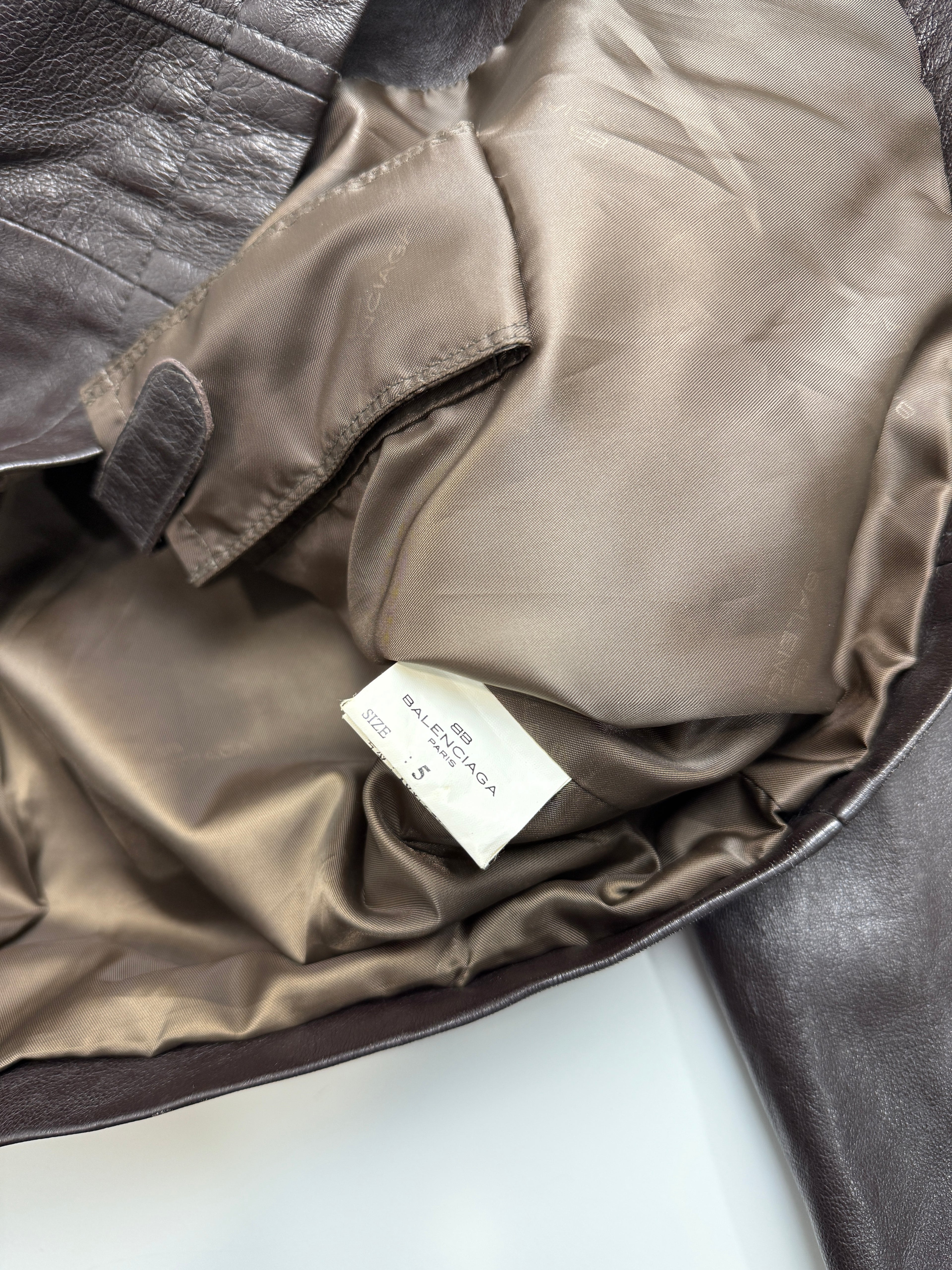 Vintage Balenciaga Paris BB Leather Jacket Brown