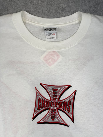 Vintage West Coast Choppers Pinstripe Cross Logo Tee White/Red