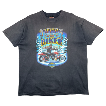 Vintage Harley Davidson Ain’t No Fairweather Biker Tee Black