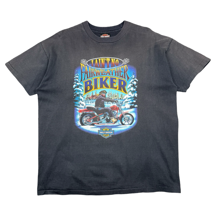 Vintage Harley Davidson Ain’t No Fairweather Biker Tee Black | Vitnage Clothing Store Canada