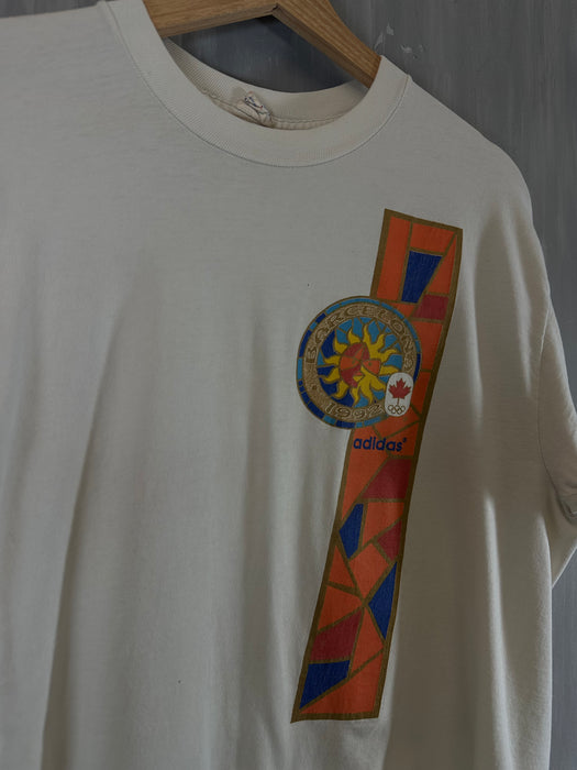 Vintage '92 Adidas Barcelona Tee White | Vitnage Clothing Store Canada