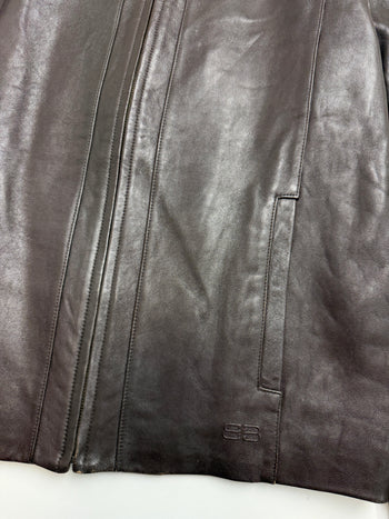 Vintage Balenciaga Paris BB Leather Jacket Brown