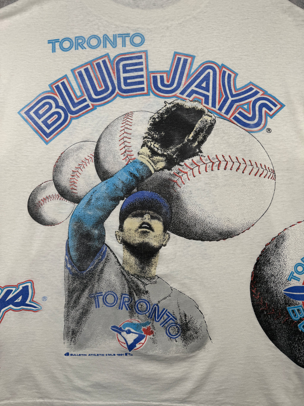 Vintage '91 Bulletin Athletics Toronto Blue Jays AOP Tee White