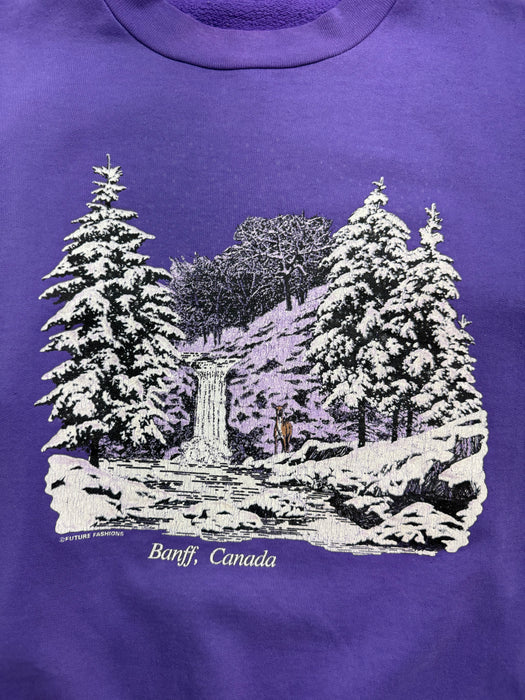 (M) Vintage Banff Canada Nature Sweatshirt Light Purple | Vitnage Clothing Store Canada