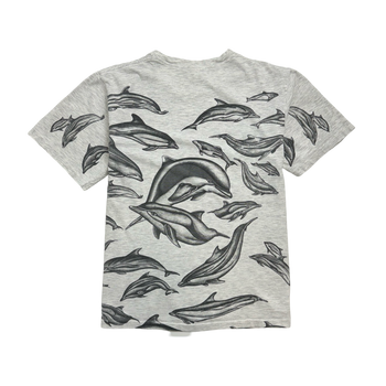 (S) Vintage 90s AOP Dolphins Tee Grey