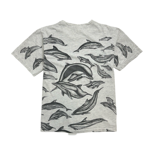 (S) Vintage 90s AOP Dolphins Tee Grey | Vintage Clothing Store Canada