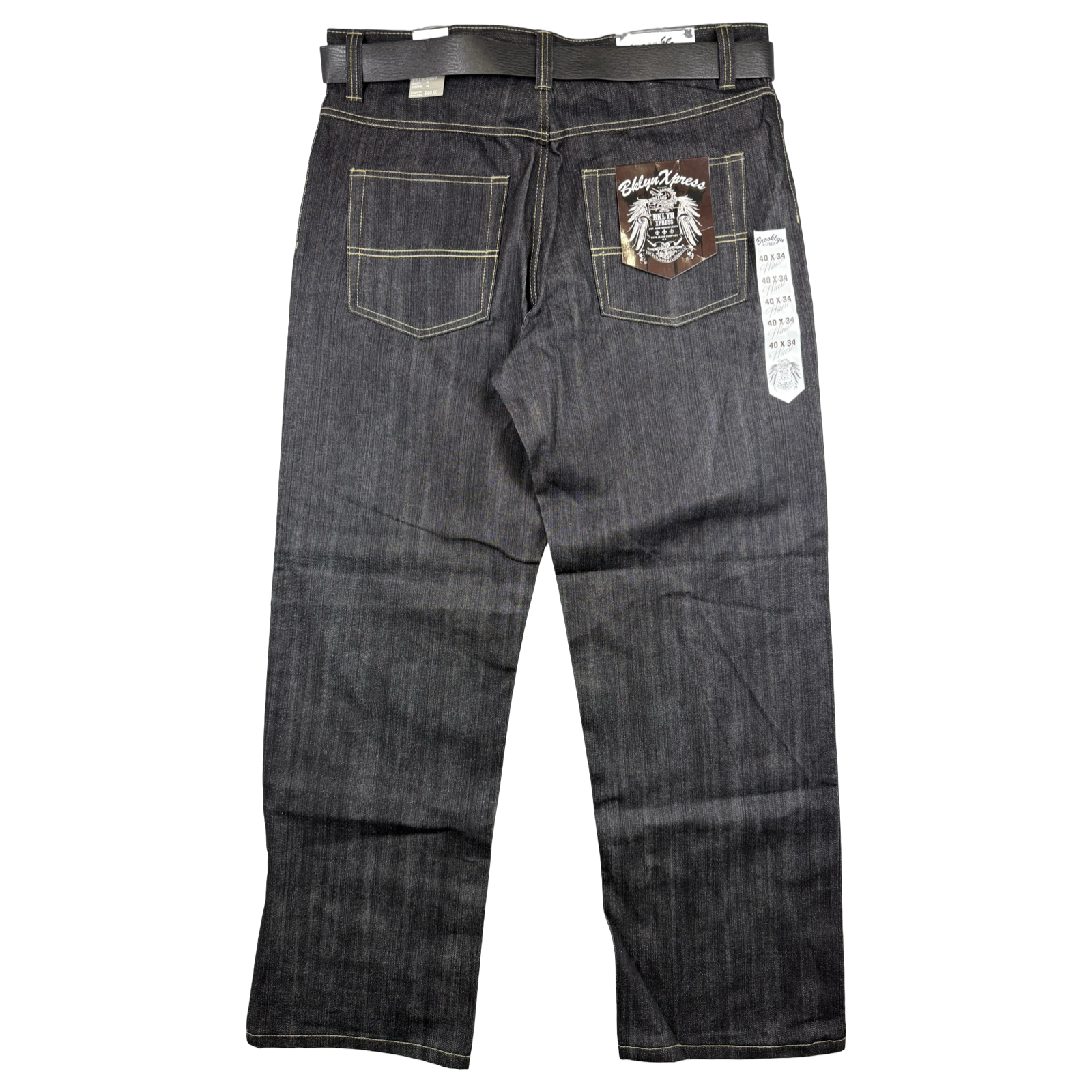 Vintage Y2K Brooklyn Xpress Belt Buckle Denim Jeans Black