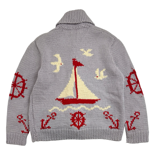Vintage Sailboat Knitted Button Up Sweater Lavender | Vintage Clothing Store Canada