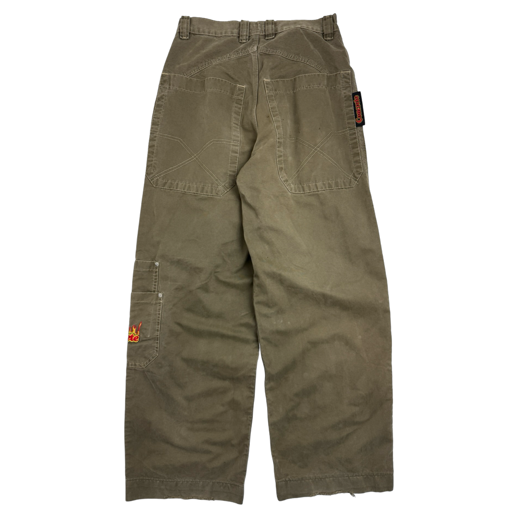 Concrete Side Pocket Embroidered Pants Olive