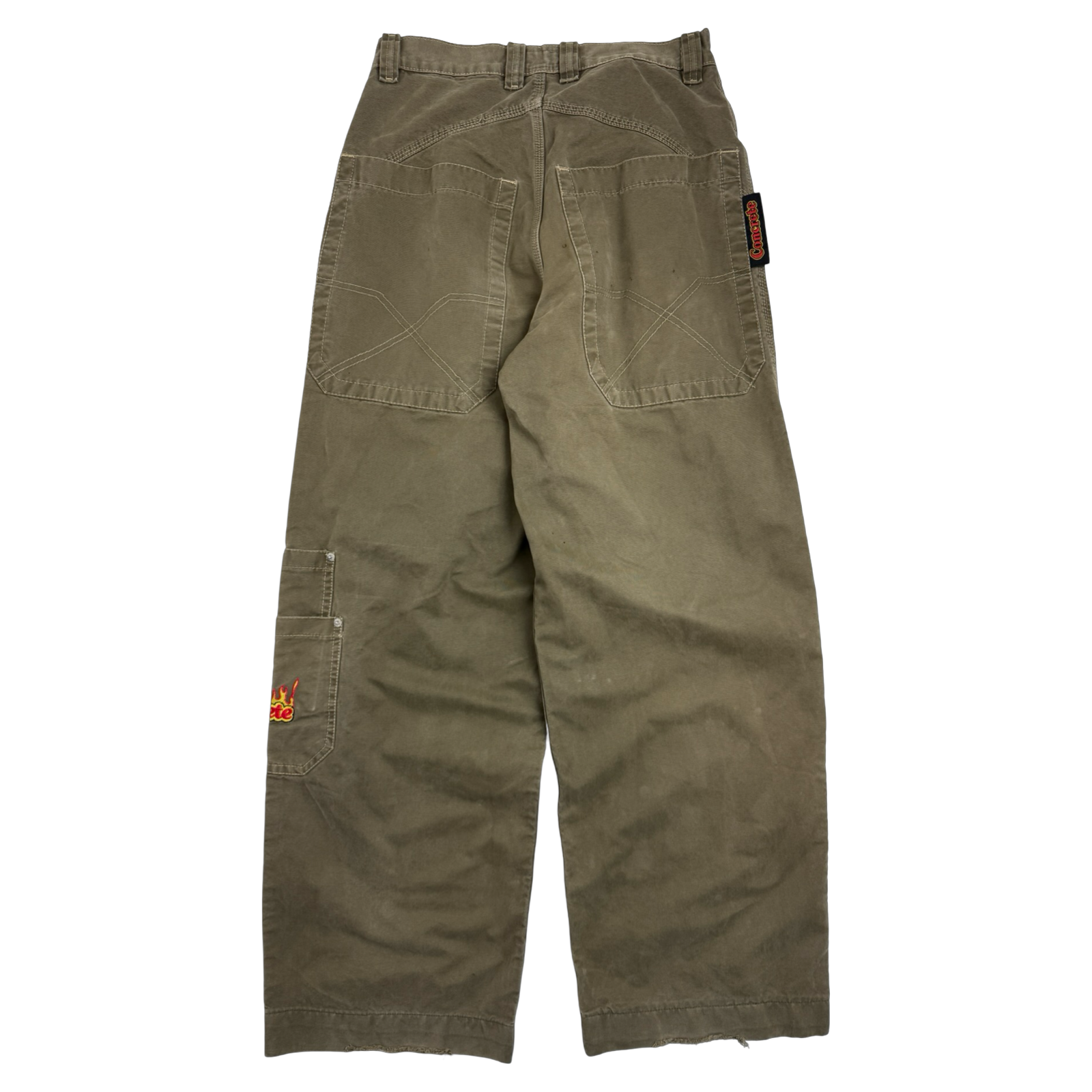 Concrete Side Pocket Embroidered Pants Olive