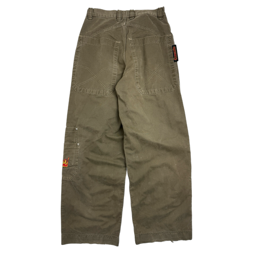 Concrete Side Pocket Embroidered Pants Olive | Vintage Clothing Store Canada