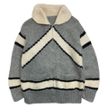 Vintage Cowichan Hockey Sticks Knitted Zip Up Sweater