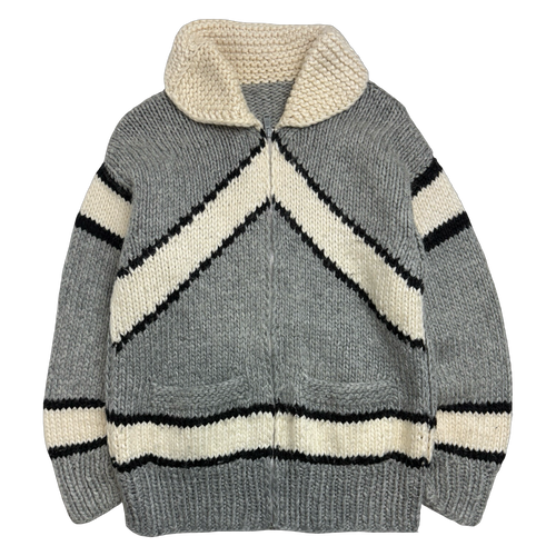 Vintage Cowichan Hockey Sticks Knitted Zip Up Sweater | Vintage Clothing Store Canada