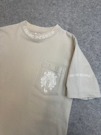 Vintage Chrome Hearts Back Scroll Pocket Tee Beige