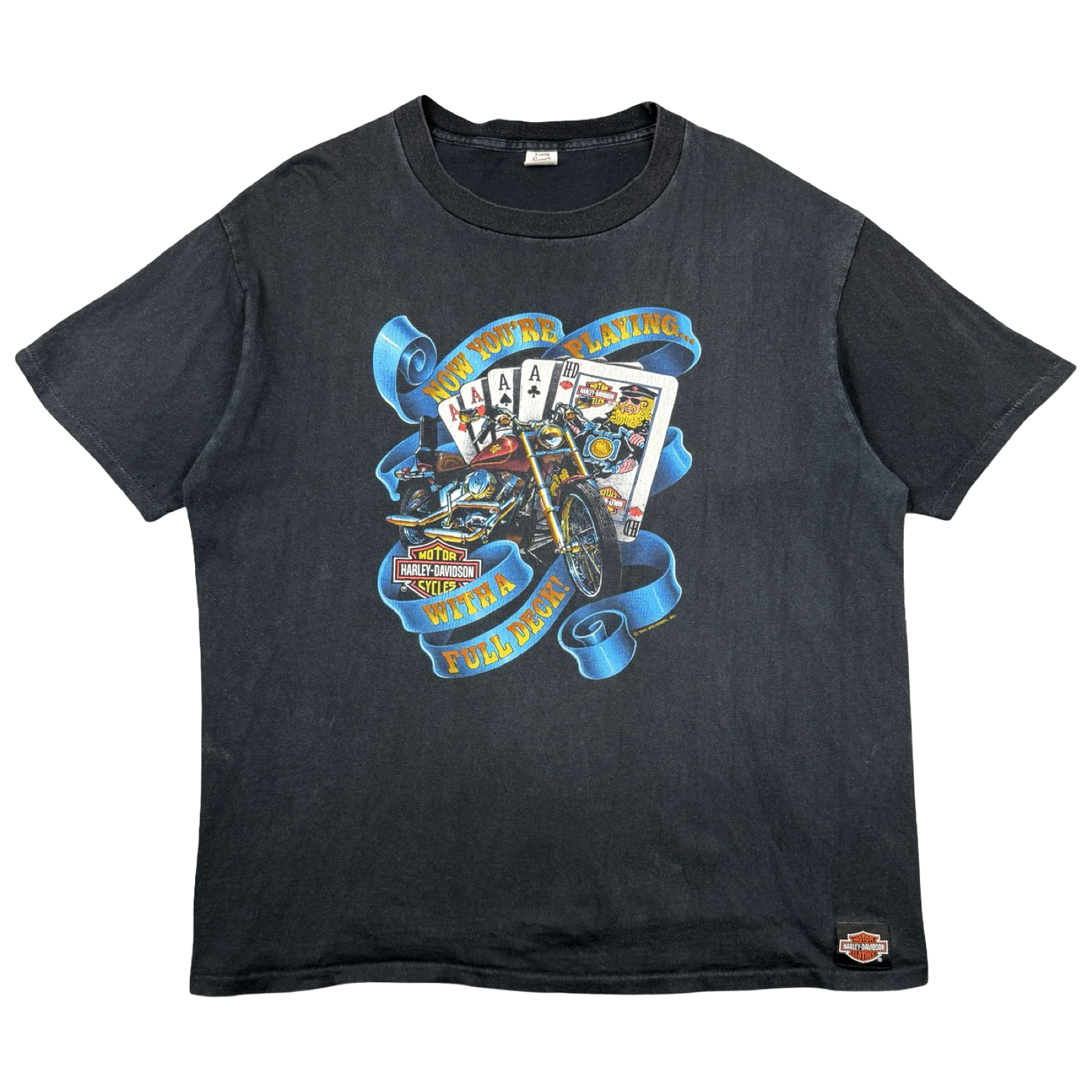 Vintage Harley Davidson Full Deck Tee Black