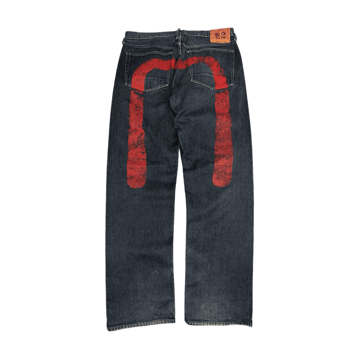 Vintage Evisu Lot 0001 No. 2 Daicock Red Denim Pants | Vitnage Clothing Store Canada