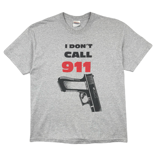 Vintage 2000’s ‘I Don't Call 911’ Tee Grey | Vintage Clothing Store Canada